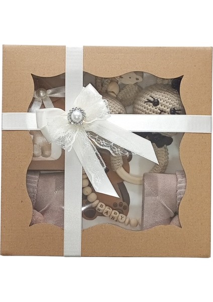 Hoşgeldin Bebek, Unisex, Yenidoğan Bebek Motifli Baskılı Amigurumi Hediye Seti fırsatları