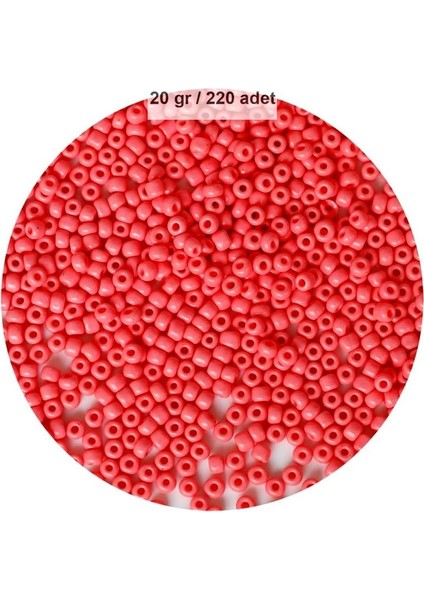 Karpuz Pembesi Renk 4 Mm Yaklaşık 220 Adet/20 Gram Cam Boncuk Oya Yazma Bileklik Ve Kolye
