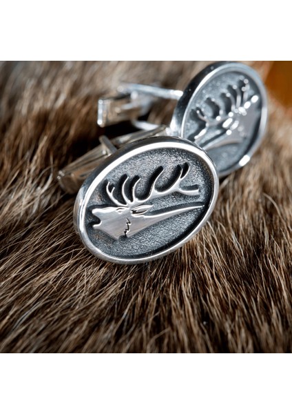 Deer Gümüş Kol Düğmesi 06