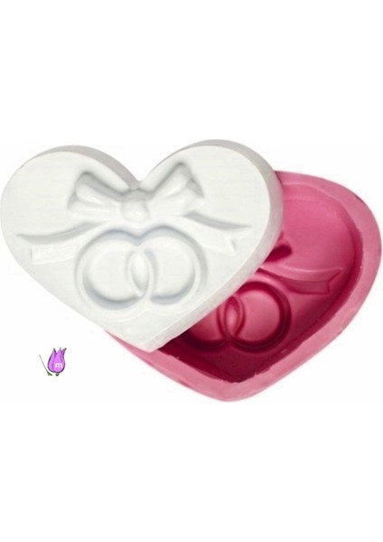 Fiyonklu kalp çift alyans yüzükler sevgililer silikon kalıp k-042
