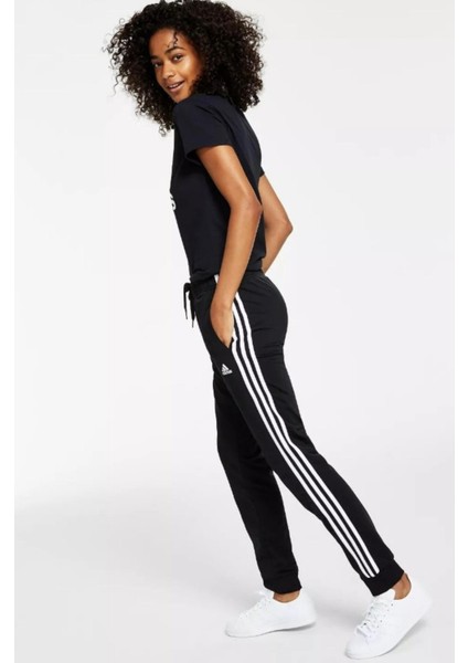 Essentials Single Jersey 3-Stripes Kadın Siyah Eşofman Altı fiyatları