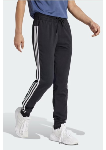 Essentials Single Jersey 3-Stripes Kadın Siyah Eşofman Altı modelleri