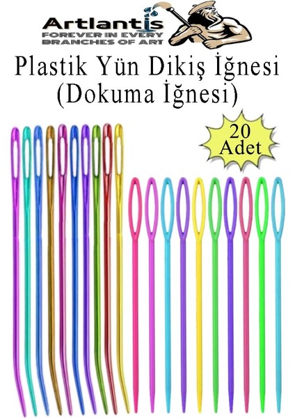 Düz ve Kıvrımlı Plastik Yün Iğnesi 20 Adet 1 Paket Plastik Dikiş Dokuma Iğnesi Kavisli Iplik Iğne Goblen