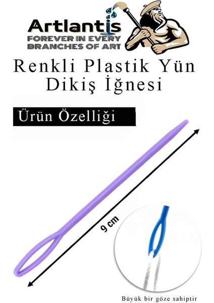 Düz ve Kıvrımlı Plastik Yün Iğnesi 20 Adet 1 Paket Plastik Dikiş Dokuma Iğnesi Kavisli Iplik Iğne Goblen