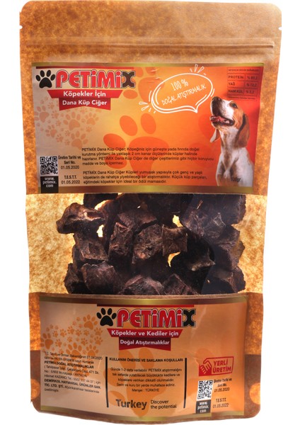 Dana Ciğer Küpleri 100g Köpek Ödül Maması