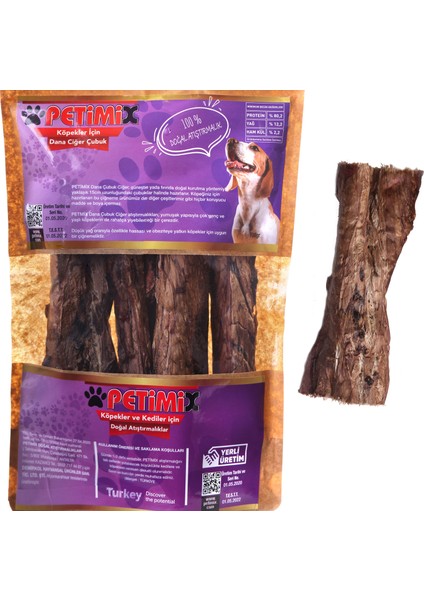 Dana Ciğer Çubukları 100g Çiğneme Kemikleri Köpek Ödülü
