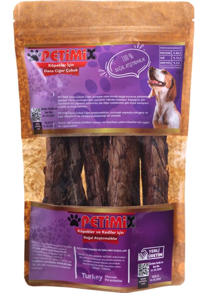Dana Ciğer Çubukları 100g Çiğneme Kemikleri Köpek Ödülü