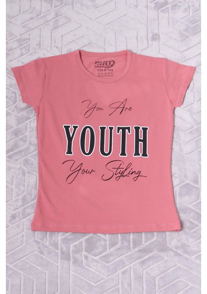 Kız Çocuk Tshirt Youth Baskılı Bisiklet Yaka C39