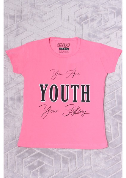 Kız Çocuk Tshirt Youth Baskılı Bisiklet Yaka C39