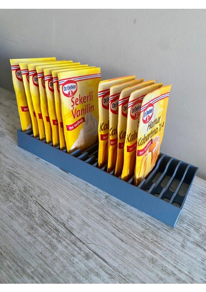 Antrasit Mutfak Buzdolabı Vanilya, Kabartma Tozu Organizeri , Poşet Çay Bitki Çayı Organizeri