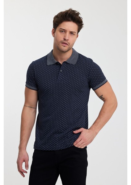 Erkek Desenli Polo Yaka T-Shırt