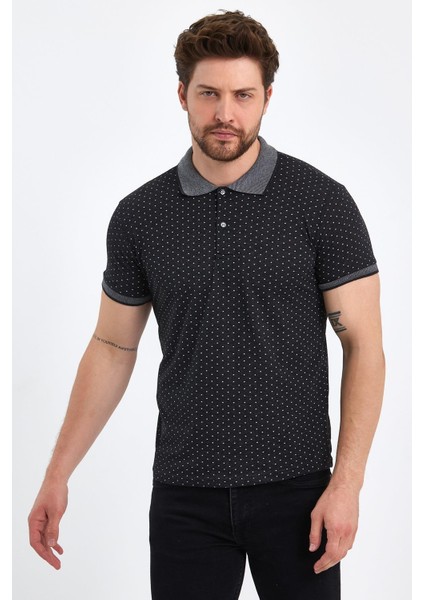 Erkek Desenli Polo Yaka T-Shırt