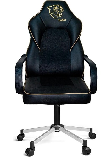 Lidya Kaplan Oyuncu Koltuğu Plastik Kol Ve Metalik Gri Boyalı Ayaklı Krem