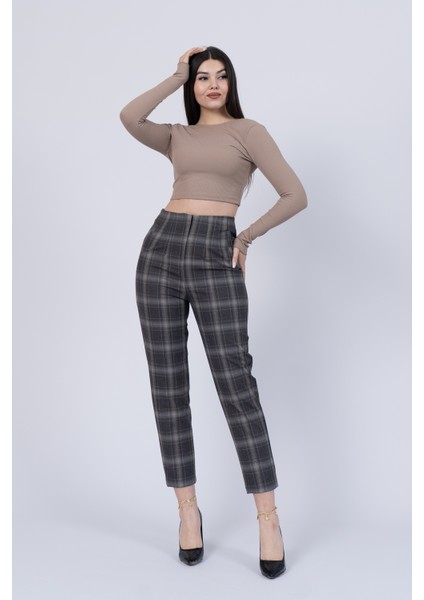 Trend Önü Pensli Zr Model Ekose Pantolon 30102