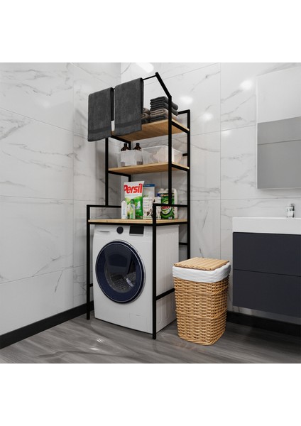 Çamaşır Makinası Dolabı- Banyo Dolabı- Toparlayıcı Mobilya Banyo Rafı Çamaşır Makinası Üstü Düzenleyici Havluluk Banyo Dolabı