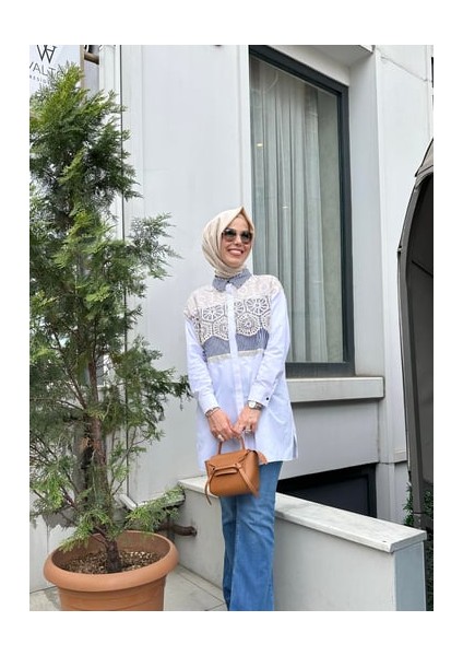 Moodbasıc Brode Detaylı Çizgili Gömlek