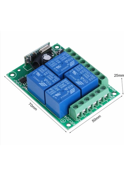 433MHZ Rf 4 Kanal Röle Modül Dc 12V 4 Buton Kumanda Kablosuz Motor Pompa Fan Lamba Perde Akıllı Ev