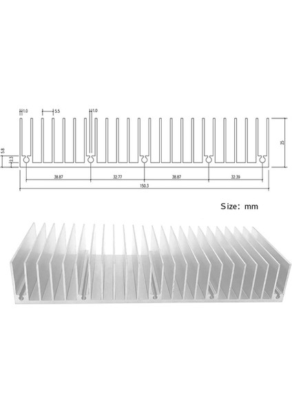 15CM x 6cm x 2.5cm Alüminyum Metal Soğutucu Blok Radyatör Peltier Isı Düşürücü Amfi LED Entegre