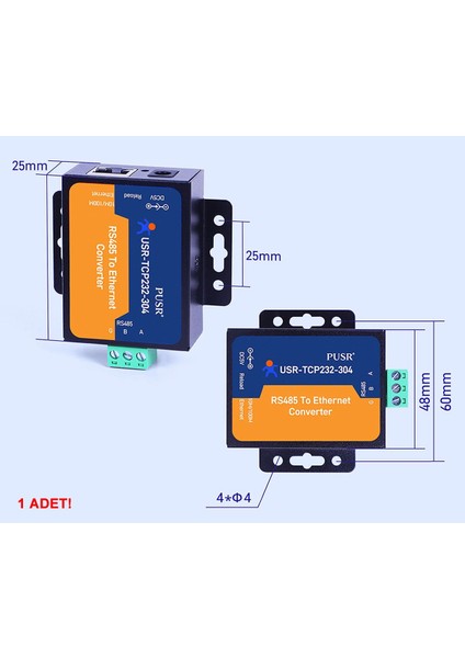 USR-TCP232-304 RS485 To Ethernet Çevirici Modül Metal Kutu Endüstriyel Tip Seri Port Sinyal Çevirici