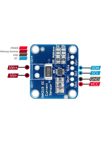 INA219 Dc Voltaj Akım Güç Izleme Sensör Modülü Çift Yönlü 26V 3A Iıc Haberleşme 12 Bit Yüksek Hassas