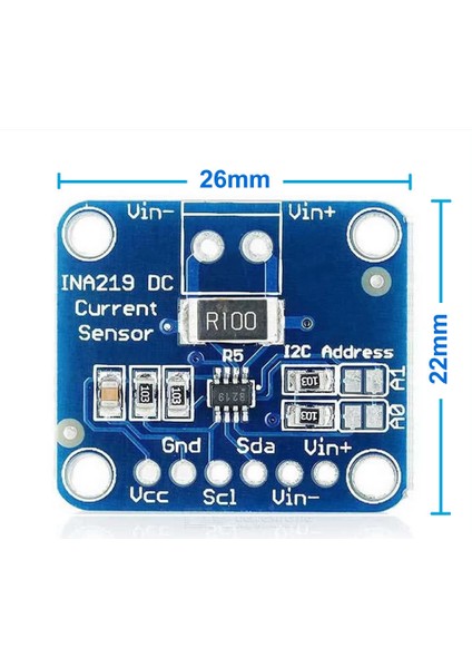 INA219 Dc Voltaj Akım Güç Izleme Sensör Modülü Çift Yönlü 26V 3A Iıc Haberleşme 12 Bit Yüksek Hassas