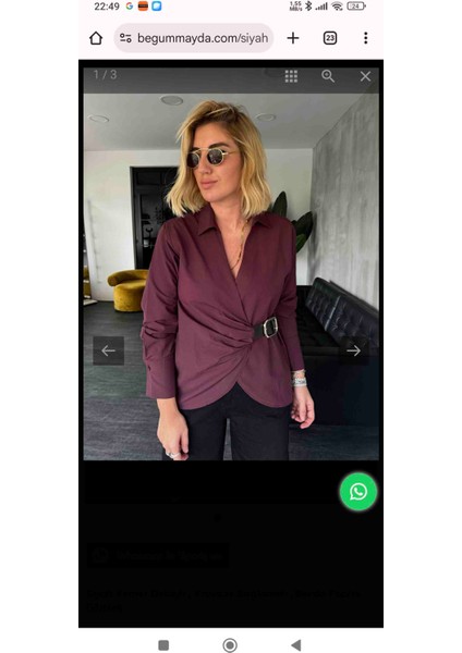 Siyah Kemer Detaylı Kruvaze Bağlamalı Poplin Gömlek