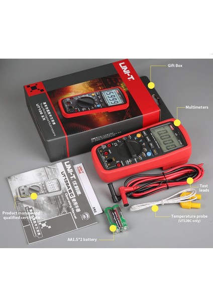 Unı-T UT139C Dijital Multimetre Ncv True Rms Voltmetre Ampermetre Ac Dc Voltaj Akım Direnç Kapasite