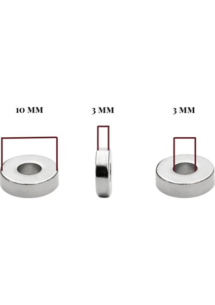4 Adet 10MM x 3mm Yuvarlak 3mm Havşa Delikli Mıknatıs Disk Neodyum Buzdolabı Ofis Yazı Not Tahtası