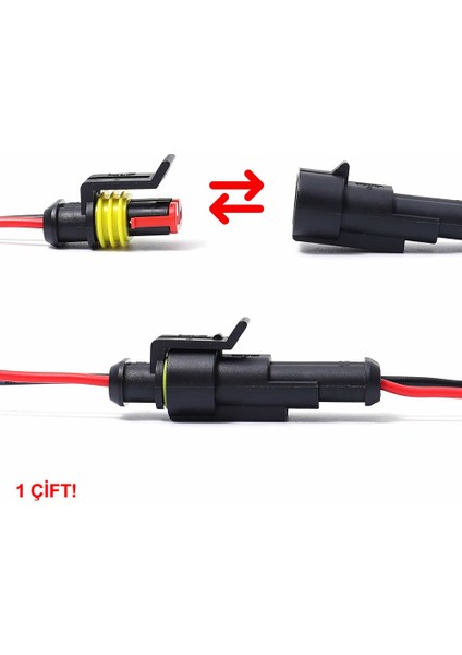 2 Pin Kablolu Su Geçirmez Konnektör Çift IP65 200MM Kilitli Erkek Dişi Kolay Bağlantı Soketi fırsatları
