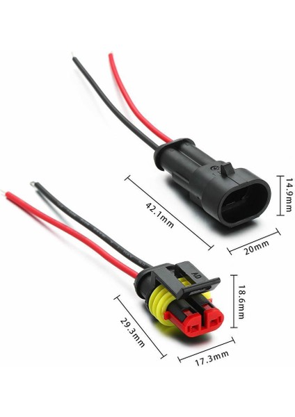 2 Pin Kablolu Su Geçirmez Konnektör Çift IP65 200MM Kilitli Erkek Dişi Kolay Bağlantı Soketi indirimleri