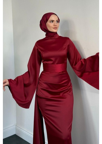 Arabella Pelerinli Saten Balık Abiye Bordo fırsatları