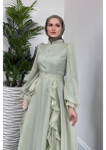 Samira Fırfırlı Janjan Abiye Mint indirimleri