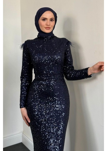 Lalin Payetli Balık Abiye Lacivert fırsatları