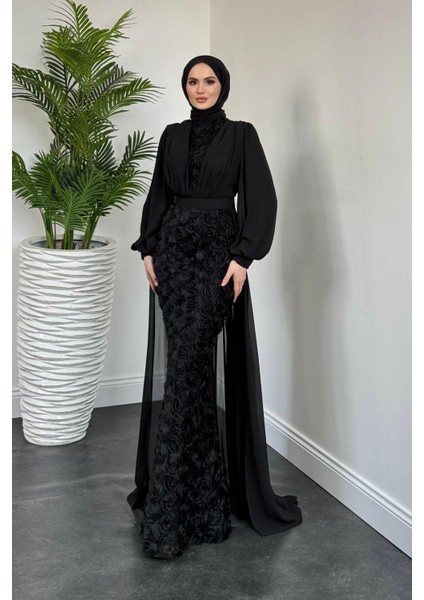 Mozella Güllü Abiye Siyah