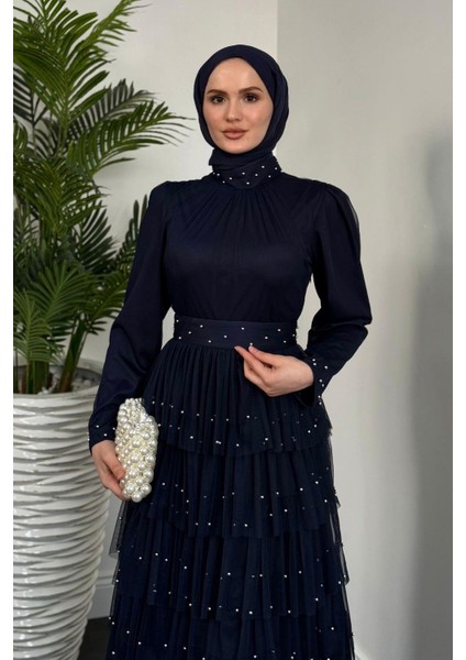 Mona Boncuklu Abiye Lacivert fırsatları