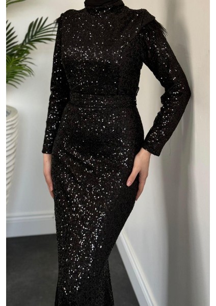 Lalin Payetli Balık Abiye Siyah fırsatları