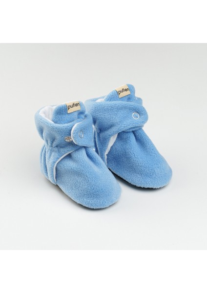 Mavi, Organik Pamuk Astarlı, Bebek Pandufu, Kaydırmaz Tabanlı Ilk Adım Ev Patiği