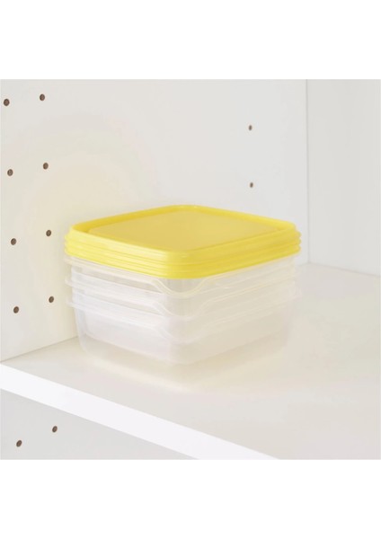 3'lü Set Kapaklı Saklama Kabı 14X14X6 cm Ikea 3 Adet Plastik Saklama Erzak Kabı Şeffaf Hacim: 600 ml
