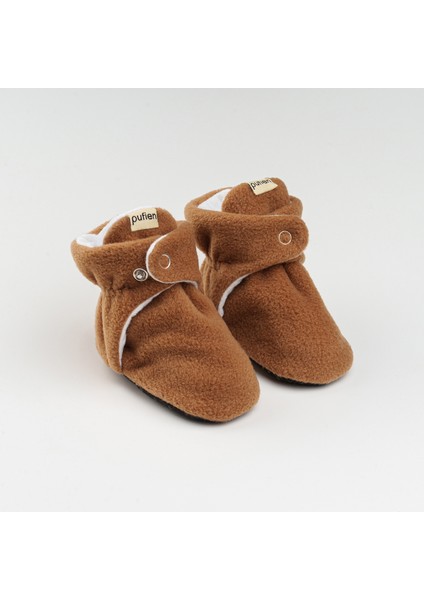 Kahverengi, Organik Pamuk Astarlı, Bebek Pandufu, Kaydırmaz Tabanlı Ilk Adım Ev Patiği