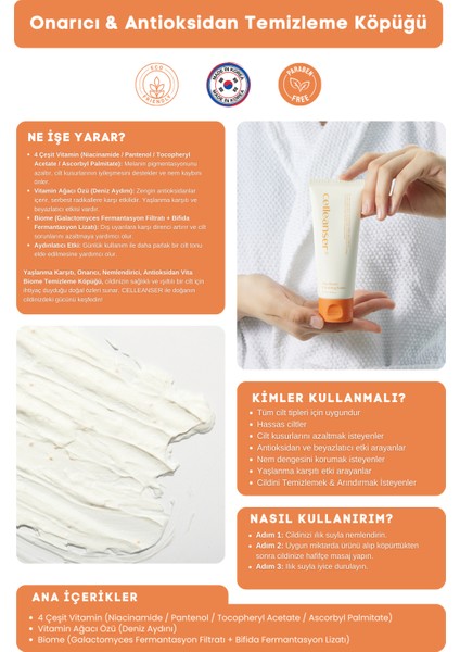 Yenileyici, Onarıcı, Nemlendirici, Antioksidan Vita Biome Temizleme Köpüğü