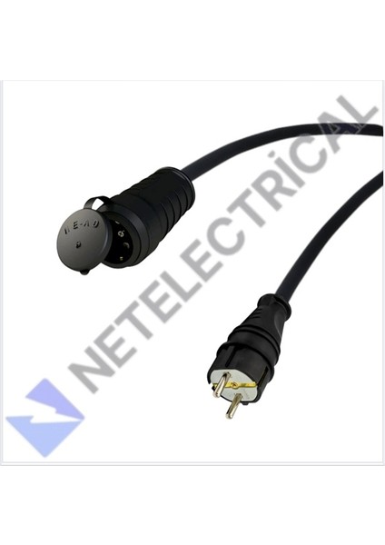 Kauçuk Tekli Topraklı Ara Uzatma Kablosu 55 Metre 3x1.5 mm² Ttr Siyah Kablolu