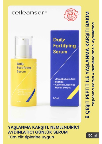 9 Çeşit Peptit İçeren Yenileyici, Nemlendirici ve Aydınlatıcı Günlük Serum
