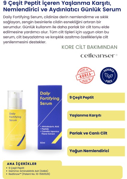 9 Çeşit Peptit İçeren Yenileyici, Nemlendirici ve Aydınlatıcı Günlük Serum fiyatları