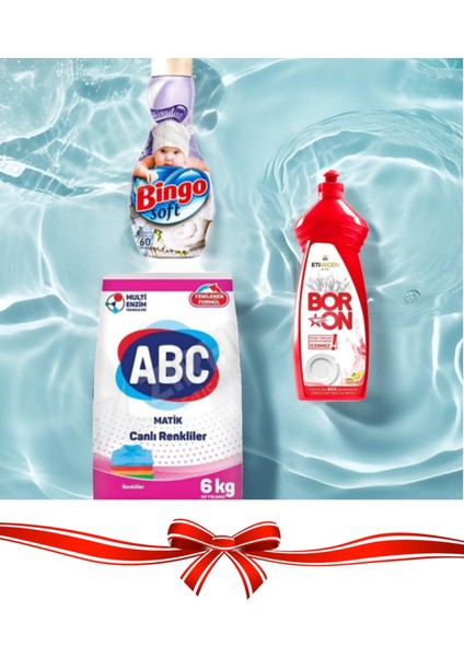 Bulaşık Deterjanı 820 ml+ Abc Çamaşır Deterjanı 6 kg+ Bingo Yumuşatıcı