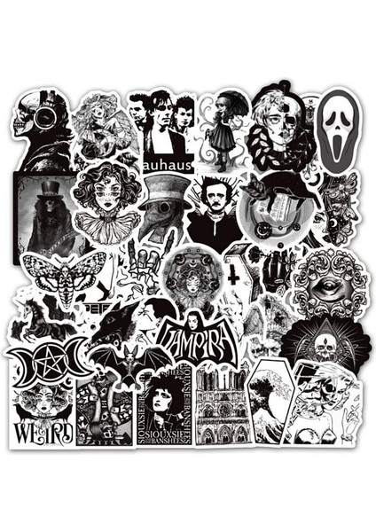 Major Selection Gothic sticker seti - 45 sticker - telefon, bilgisayar ve diğer yüzeylere uygun