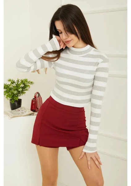 Kadın Çizgili Crop Bluz modelleri