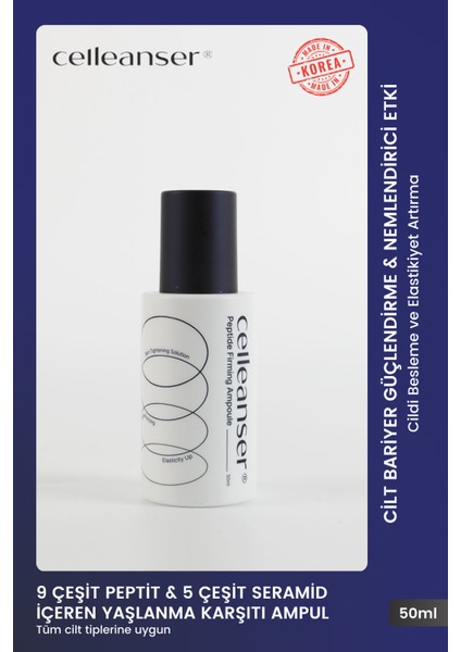 9 Çeşit Peptit ve 5 Çeşit Seramid İçeren Besleyici, Onarıcı, Nemlendirici Serum
