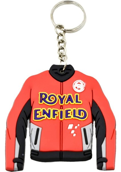 Kırmızı Renk Royal Enfield Motorcu Ceket Kauçuk Anahtarlık