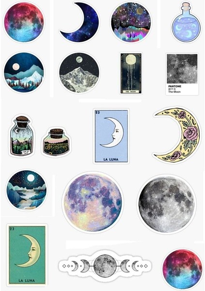 Major Selection Ay - moon özel tasarım 18'li sticker seti