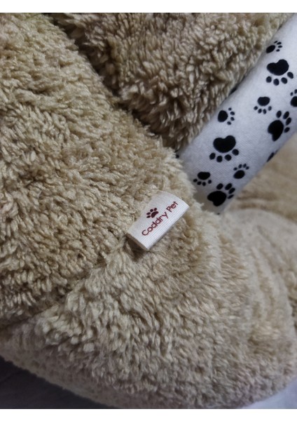Pet Simit Mağara Yatak - Kedi, Küçük Irk Köpek Yatağı 45X45X16 cm Peluş Kumaş